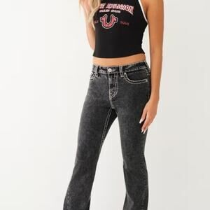 True Religion Vintage Joey Big T Flare Jean Black Wash Size 28 new.